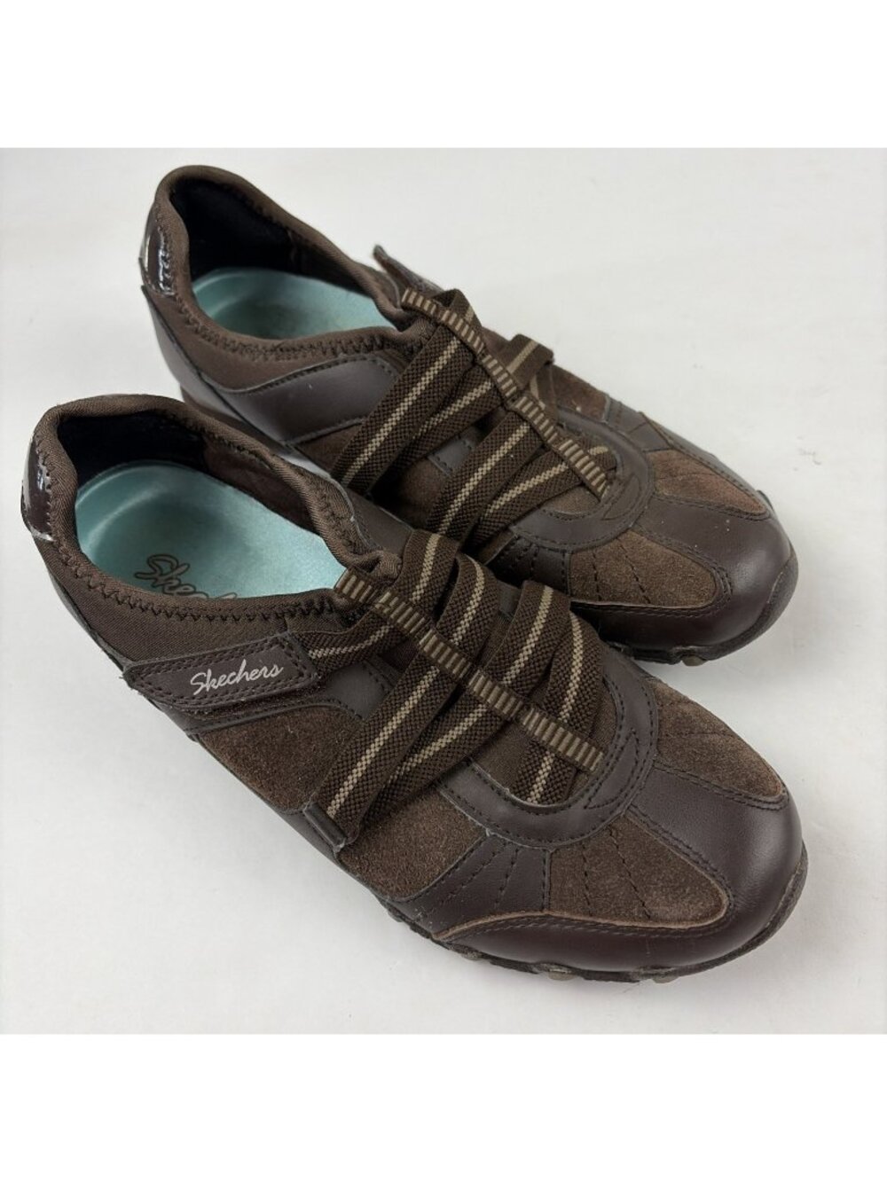 SKECHERS Biker Shoes Women’s 7 Chocolate Brown Leather Slip On Casual 22367